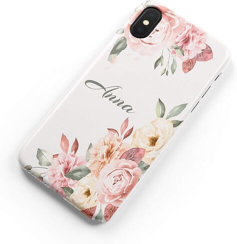 حالة اسم مخصصة لـ iPhone 12 Pro Max XR XS Max 7 Plus X 11 Pro Case Firsts Pastel Roses Flowers Case Protective Gealth A645 in Kuwait