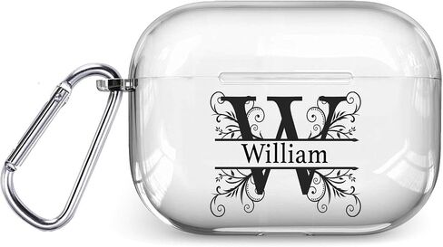 Personalized Case For AirPods 2 Pro with Keychain Protective Customized Monogram Clear Name Case For Pods 1 2 3 Gift Idea MN1 in Saudi Arabia