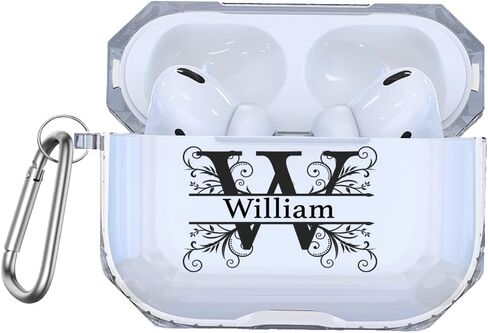 Personalized Case For AirPods 2 Pro with Keychain Protective Customized Monogram Clear Name Case For Pods 1 2 3 Gift Idea MN1 in Saudi Arabia