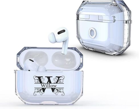 Personalized Case For AirPods 2 Pro with Keychain Protective Customized Monogram Clear Name Case For Pods 1 2 3 Gift Idea MN1 in Saudi Arabia