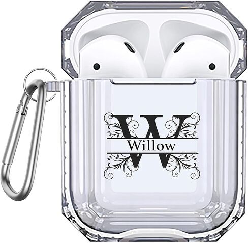 Personalized Case For AirPods 2 Pro with Keychain Protective Customized Monogram Clear Name Case For Pods 1 2 3 Gift Idea MN1 in Saudi Arabia