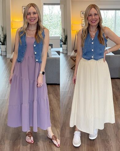 luvamia Jean Vests for Women Crop Denim Top Button Down Waistcoat Vest Tops Fashion Casual Sleeveless Jacket in Kuwait