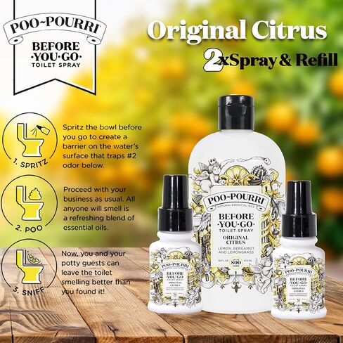 Poo-Pourri Original 16 Ounce Refill Bottle and Spritzmas Tree 2 Ounce Before You Go Toilet Spray in Kuwait