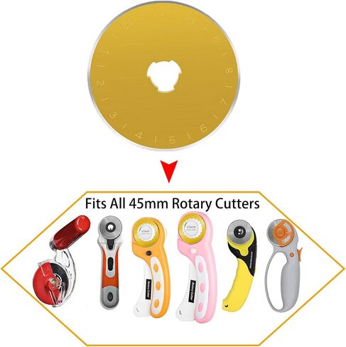 شفرات القاطع الدوار ، شفرات استبدال 60 مم 5 عبوات ، Fits Fiskars ، Olfa ، Martelli ، Dremel ، Truecut ، DAFA ، تعبئة شفرات قطع الأقمشة لفرقة خياطة الخياطة والحرفية SKS-7 ، (Titanium) (Titanium) in Kuwait