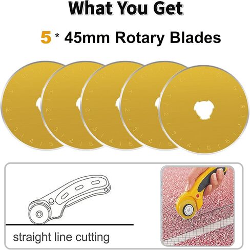 Generic Rotary Cutter Blades,60mm Replacement Blades 5-Pack,Compatible with Fiskars,Martelli,Dremel,Truecut,DAFA,Fabric Cutting Blades Refill for Quilting Sewing Arts &Crafts,SKS-7,(Titanium Coated) in Kuwait
