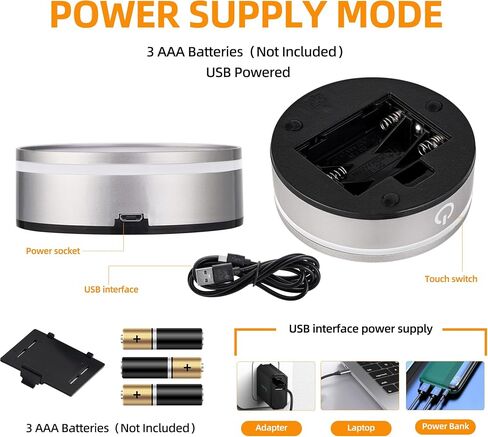 حامل عرض دائري بقاعدة إضاءة LED EUSTUMA غير قابلة للانزلاق بمجموعة متنوعة من الألوان، مناسب للأعمال الفنية الكروية الزجاجية والكريستالية، وتزيين حفلات العطلات. (بدون دوران) (قاعدة مسطحة) in Kuwait