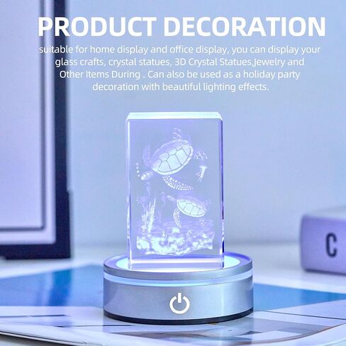 حامل عرض دائري بقاعدة إضاءة LED EUSTUMA غير قابلة للانزلاق بمجموعة متنوعة من الألوان، مناسب للأعمال الفنية الكروية الزجاجية والكريستالية، وتزيين حفلات العطلات. (بدون دوران) (قاعدة مسطحة) in Kuwait