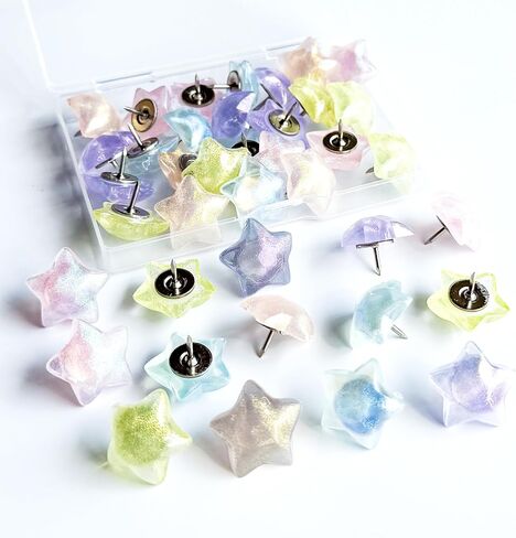 Thumb Tacks, Decorative Push Pins and Tacks for Bulletin Board,25Pcs Star-Shaped Thumbtacks, Ideal Desk Accessories for Office Decor,Home and School (Luminous Star) in Kuwait