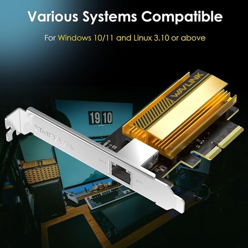 WAVLINK 5GB PCIe Network Card, PCIe to 5 Gigabit Ethernet Network Adapter for Windows 11/10/8.1/8/7, Win Server 2022/2019/2016, Linux in Kuwait