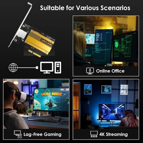 WAVLINK 5GB PCIe Network Card, PCIe to 5 Gigabit Ethernet Network Adapter for Windows 11/10/8.1/8/7, Win Server 2022/2019/2016, Linux in Kuwait