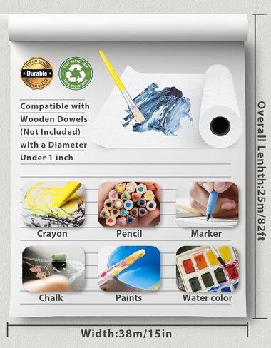 Joyooss Easel Paper Roll, Drawing Art Paper Roll for Kids 16"x 984"(82’) in Saudi Arabia