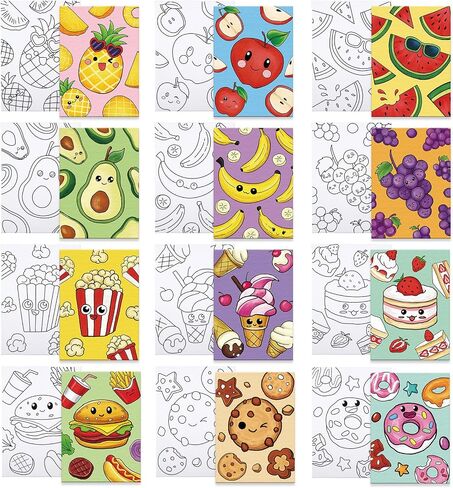 Louise Maelys Pre Drawn Canvas to Paint for Kids - 12 Packs Fruit Food Theme Pre-Stretched Canvas Panels (5x7 inch),Pre Printed Painting Canvas Kit for Beginners, Party Favor in Kuwait