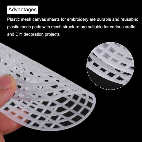MECCANIXITY 10pcs 4" Plastic Mesh Canvas Sheet 4 Count Round Needlepoint Blank Canvas for Embroidery Knit Crochet Acrylic Yarn Crafting, White in Saudi Arabia