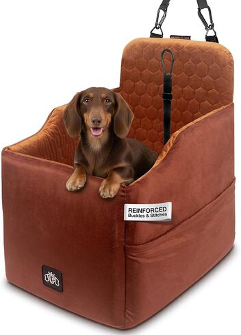 Dog Car Seat for Small Dogs - Safety Booster Bed for Car Travel, Machine Washable Cover, Scratch & Water Resistant, Adjustable, Non-Slip Base (Royal Black, Small/Medium) in Saudi Arabia