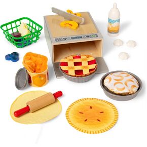 Melissa & Doug Make and Bake Pies Pretend Play Food Set and Wooden Oven with Squishy Dough for Ages 3+ - FSC Certified in Saudi Arabia