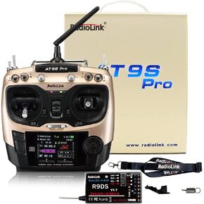 Radiolink AT9S Pro 2.4G Radio Controller Transmitter 10/12 Channels DSSS & FHSS Communication with R9DS Receiver, for RC FPV Racing Drone Truck Car Boat (Golden-Radiolink AT9S Pro) in Kuwait