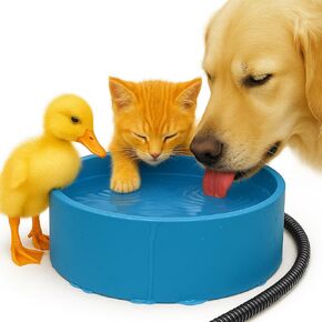 Heated Water Bowl for Dog Cat, Outdoor Warming Animals Bowl with Chew Resistant Power Cord, Waterproof Heat Pet Bowl Smart Uniform Heating in Winter Antifreeze for Chicken Duck,108 fl oz in Saudi Arabia