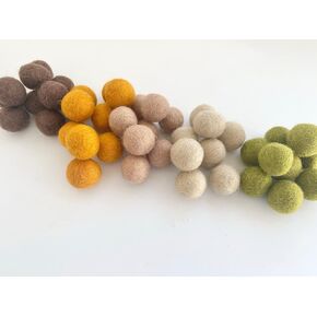 2.5 cm handmade felt balls - Bulk Quantity: 50 - Thanksgiving Colors: Brown, Cider Orange, Almond, Cream, Olive Green - 100% Wool Poms for Crafting, Garland Making, Mantel Banner, Fall Color Scheme in Kuwait