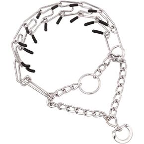 1PC No Pull Dog Collar,Adjustable Dog Pinch Stainless Steel Collar with Comfort Rubber Tips for Training Guidance Pet (M) in Kuwait