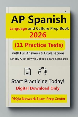 AP Language and Culture Prep Book 2026: 11 اختبارات التدريب ، انهيار التسجيل ، 673 صفحة PDF ، صوت 115 دقيقة (تنزيل رقمي ، PDF & MP3) in Kuwait
