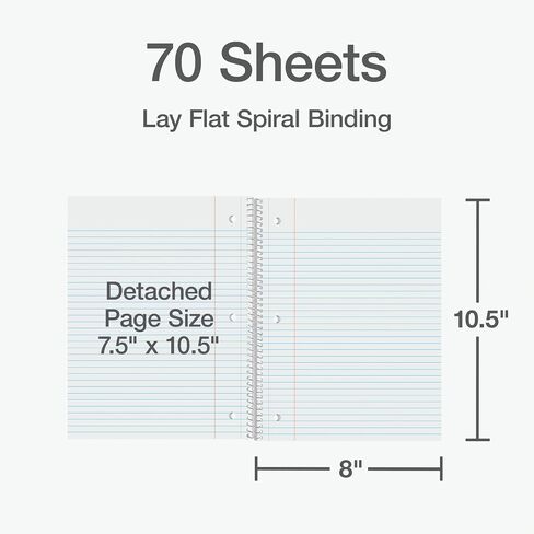 Oxford Spiral Notebooks, 2 Pack, 1 Subject, College Ruled Notebooks for School, 8 x 10.5 Inches, 70 Sheets, Assorted Colors, Back to School Supplies (1002522) in Saudi Arabia