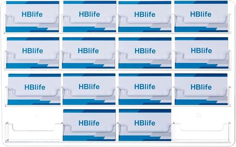 حزمة من 2 حامل بطاقات عمل من الأكريليك الشفاف من HBlife، رف عرض ملصق مثبت على الحائط، منظم بطاقات متعددة لبطاقات الهدايا والكتيبات، 24 جيبًا in Saudi Arabia