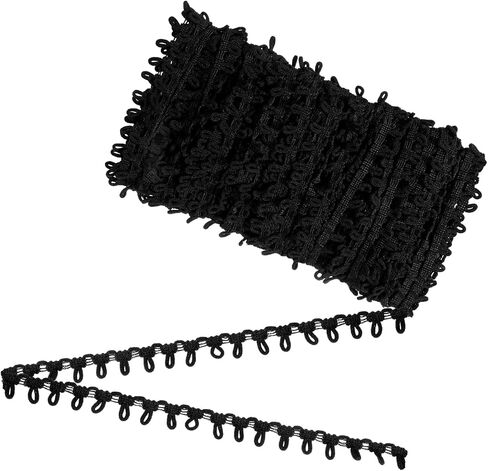 25 Yards Buttonhole Ribbon Braid Trim with Elastic Button Loop Dress Zipper Extender Black Bridal Button Loops Upholstery Trim Sewing Embellishment for Sewing Wedding Bridal Dress Decor, 14mm in Saudi Arabia