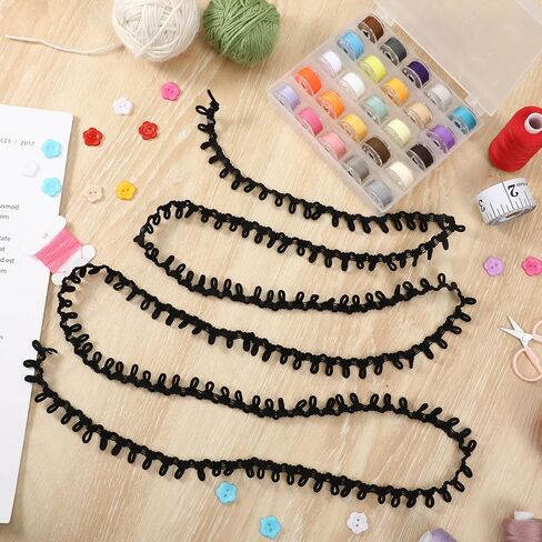 25 Yards Buttonhole Ribbon Braid Trim with Elastic Button Loop Dress Zipper Extender Black Bridal Button Loops Upholstery Trim Sewing Embellishment for Sewing Wedding Bridal Dress Decor, 14mm in Saudi Arabia