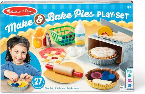 Melissa & Doug Make and Bake Pies Play Play مجموعة طعام وفرن خشبي مع عجينة اسفنجي للأعمار 3+ - FSC معتمدة in Saudi Arabia