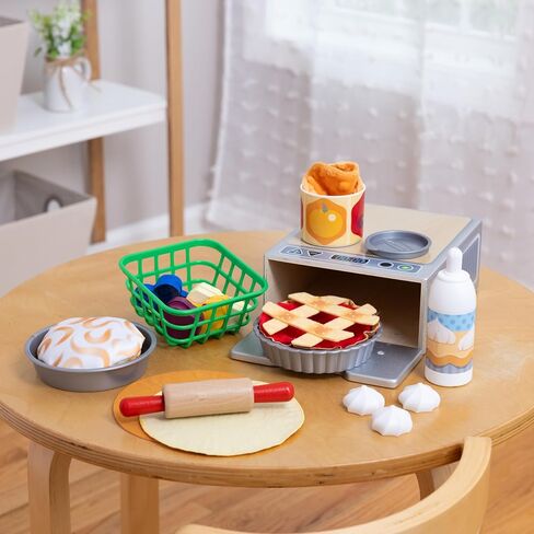 Melissa & Doug Make and Bake Pies Play Play مجموعة طعام وفرن خشبي مع عجينة اسفنجي للأعمار 3+ - FSC معتمدة in Saudi Arabia