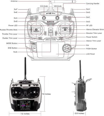 Radiolink AT9S Pro 2.4g مراقب مراقب الراديو 10/12 قنوات DSSS & FHSS مع R9DS المتلقي ، ل RC FPV DRAN DRONE CAR CAR (Golden-Radiolink AT9S Pro) in Kuwait