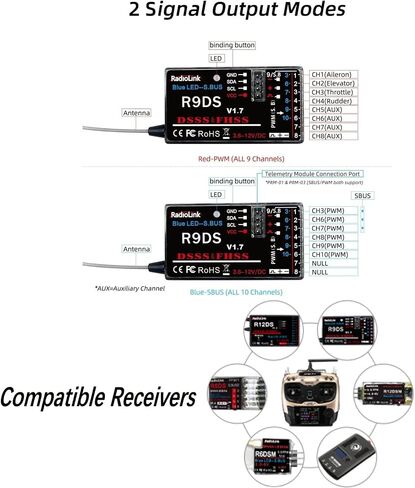 Radiolink AT9S Pro 2.4g مراقب مراقب الراديو 10/12 قنوات DSSS & FHSS مع R9DS المتلقي ، ل RC FPV DRAN DRONE CAR CAR (Golden-Radiolink AT9S Pro) in Kuwait