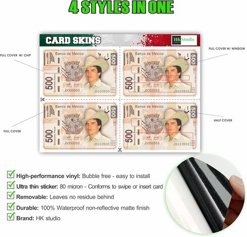 ملصق جلدي لبطاقة HK Studio لـ EBT، والنقل، والمفتاح، والخصم، وجلد بطاقة الائتمان - يغطي البطاقة المصرفية ويضفي عليها طابعًا شخصيًا - بدون فقاعات، نحيف، مقاوم للماء، مطبوع رقميًا in Saudi Arabia