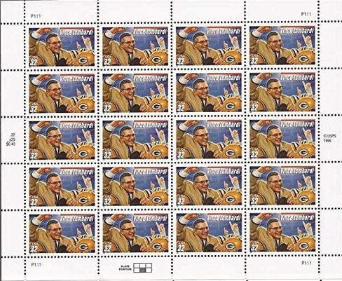 Vince Lombardi 20 x 32 cent U.S. Postage Stamps 1997 in Saudi Arabia