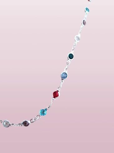 Multi Color Silver Rainbow Bezel Dainty Chain Choker Necklace Linked Colorful in Saudi Arabia