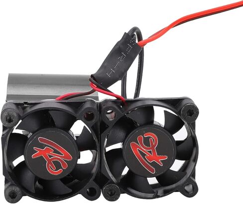 Dioche Premium RC Car Heat Sink with Dual Fans for 1/10 RC Model Cars - Aluminum Alloy 540/545/550 Motor Heat Sink with Temperature Sensor, Red (Black) in Saudi Arabia