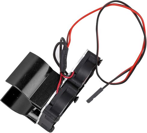 Dioche Premium RC Car Heat Sink with Dual Fans for 1/10 RC Model Cars - Aluminum Alloy 540/545/550 Motor Heat Sink with Temperature Sensor, Red (Black) in Saudi Arabia