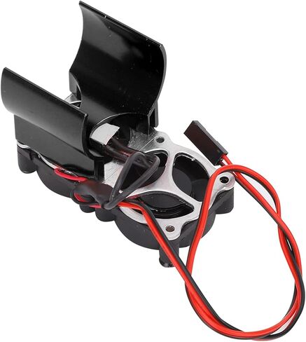 Dioche Premium RC Car Heat Sink with Dual Fans for 1/10 RC Model Cars - Aluminum Alloy 540/545/550 Motor Heat Sink with Temperature Sensor, Red (Black) in Saudi Arabia