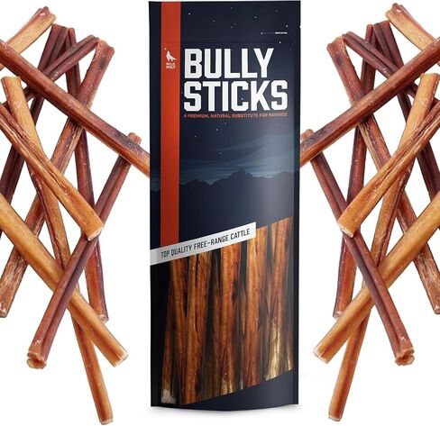 Wild Wolf 12-inch Angus Bully Sticks (8 Ounces) Healthy, All-Natural, Long-Lasting Dog Chew Bones - Low Odor - Mixed Thickness in Saudi Arabia