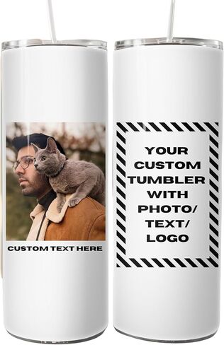 Custom Pet Picture Tumbler with Lid, Insulated Stainless Steel 20oz Personalized Photo Thermo Cup for Animal Lovers, Drinking Glass for Cat Mom & Dog Dad, Pet Loss Memorial Gift, Coffe and Travel Mug in Saudi Arabia
