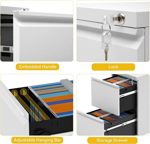 DWVO 2 Drawer File Cabinet, Mobile Filing Cabinet with Lock, Metal Filing Cabinet, Vertical File Storage for Letters/Legal/A4 Size, Black in Saudi Arabia