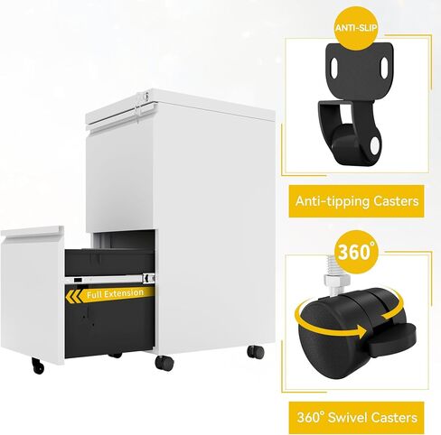 DWVO 2 Drawer File Cabinet, Mobile Filing Cabinet with Lock, Metal Filing Cabinet, Vertical File Storage for Letters/Legal/A4 Size, Black in Saudi Arabia