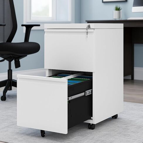 DWVO 2 Drawer File Cabinet, Mobile Filing Cabinet with Lock, Metal Filing Cabinet, Vertical File Storage for Letters/Legal/A4 Size, Black in Saudi Arabia