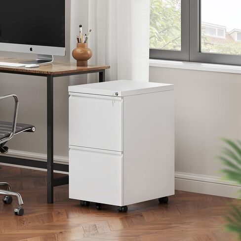 DWVO 2 Drawer File Cabinet, Mobile Filing Cabinet with Lock, Metal Filing Cabinet, Vertical File Storage for Letters/Legal/A4 Size, Black in Saudi Arabia