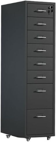 File Cabinets Metal File Data Organizer Multifunctional Office Storage Drawer Cabinet 8 Layer Large Capacity with Lock(White) in Saudi Arabia