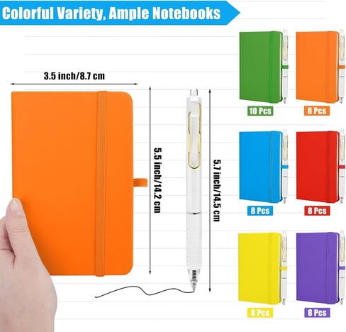 aneco 50 يجمد المجلات الدفترية الجيب مع الأقلام ، A6 Mini Hardcover PU Leather Notebooks 3.5 × 5.5 بوصة تحكم الكلية مع حامل القلم للوازم المدرسي المكتبي ، لون الباستيل in Kuwait