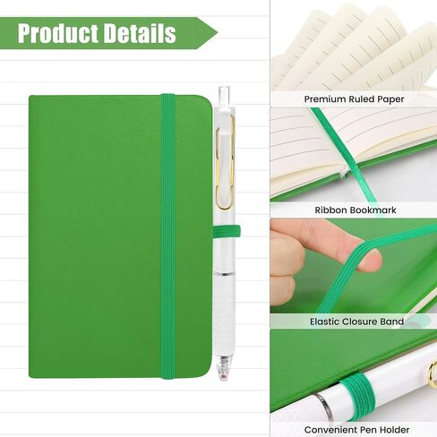 aneco 50 يجمد المجلات الدفترية الجيب مع الأقلام ، A6 Mini Hardcover PU Leather Notebooks 3.5 × 5.5 بوصة تحكم الكلية مع حامل القلم للوازم المدرسي المكتبي ، لون الباستيل in Kuwait