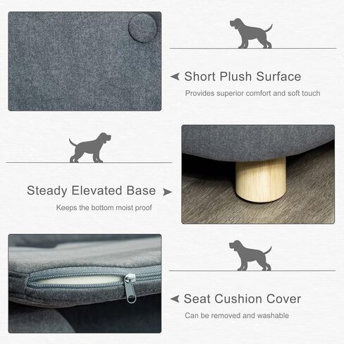 PawHut Dog Sofa, Pet Bed for Mini Dogs, Cat Dog Couch with Washable and Removable Cushion, Waterproof Cover, Gray in Saudi Arabia