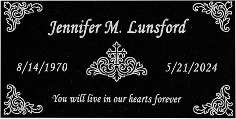 A personalized headstone made of black granite that honors loved ones forever. Rose designed headstone in Saudi Arabia