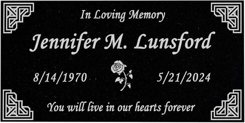 A personalized headstone made of black granite that honors loved ones forever. Cross Figure designed headstone in Saudi Arabia